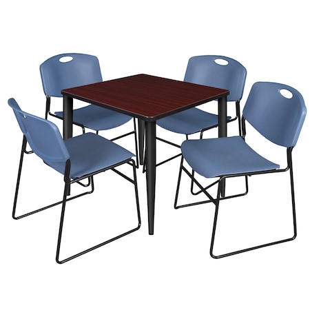 Kahlo Square Table & Chair Sets, 30 W, 30 L, 29 H, Wood, Metal, Polypropylene Top, Mahogany